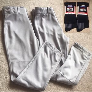 Two Pair of Easton Baseball Pants w/ Two Pair of NWT Baseball Socks